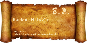 Burkus Milán névjegykártya